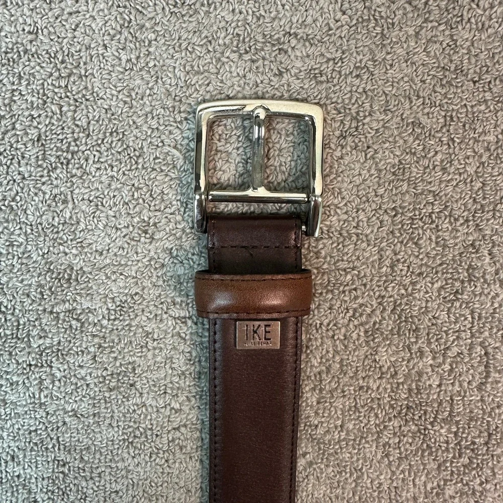 Ike by Ike Behar Mens Brown Genuine Leather Belt Size 42 Silver Buckle 9592049